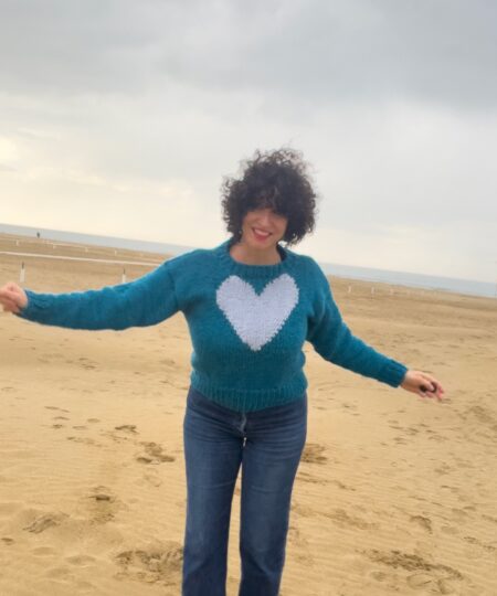 pattern maglia LoveMe sweater realizzato ai ferri in lana e alpaca