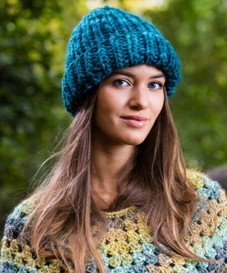 Modello Maglia Cappello Bellone Rasta malabrigo cappello ai ferri circolari con lana grossa