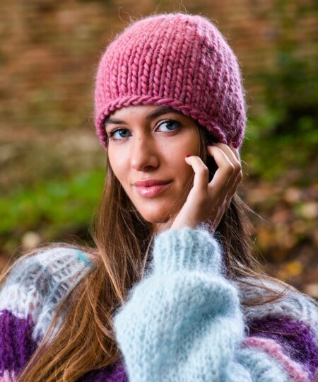 cappello di lana con ferri circolari lana grossa
