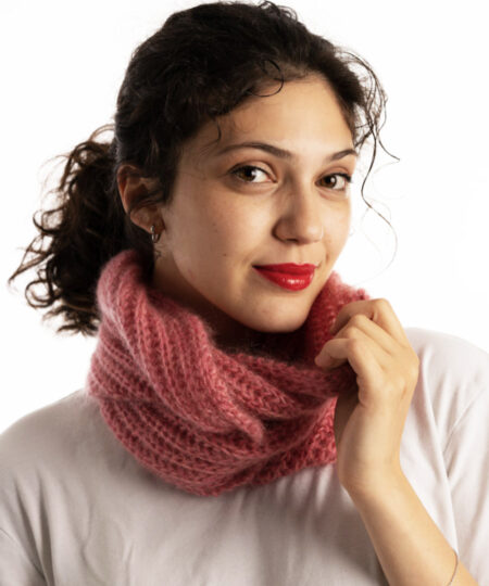 scalda collo ai ferri maglia in kidmohair e lana merino lace