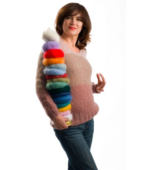 pattern maglia con ferri circolari in mohair e seta eiffel manifattura sesia ideale per chi vuole imparare la tecnica top down