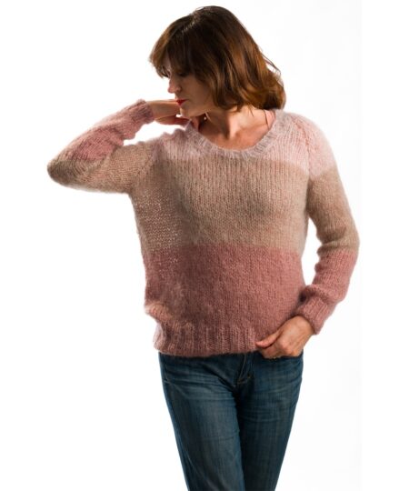 pattern maglia con ferri circolari in mohair e seta eiffel manifattura sesia ideale per chi vuole imparare la tecnica top down