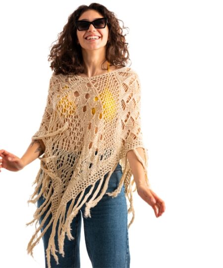 kit maglia poncho mille punti 100% cotone biologico pattern ai ferri