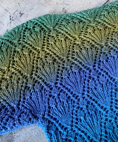 maglia donna ai ferri circolari con punto ai ferri traforato cotone biologico sfumato iride manifattura sesia