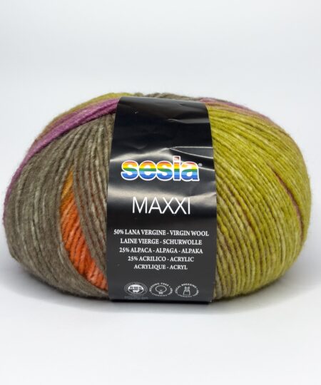 maxi gomitolo di lana di Sesia filati Maxxi made in Italy, composizione pregiata in lana e alpaca da lavorare con i ferri e uncinetto