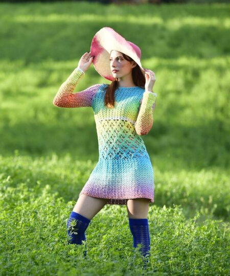 Negozio di filati on line. Kit Uncinettofacile per realizzare uno scialle donna in 100% cotone biologico morbido e dai colori sfumati