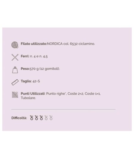 Kit per realizzare Denver la bella e facile maglia di lana ai ferri maglia da donna di 100% lana merino extrafine Sesia filati