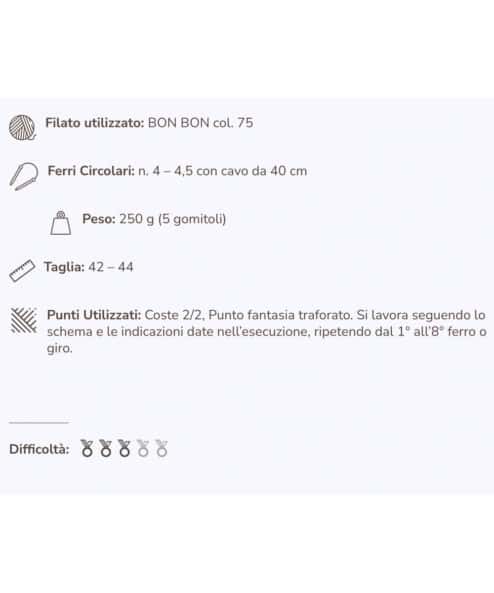 Eden la maglia calda ma soffice e leggera in lana di alpaca realizzato con filato Bonbon manifattura sesia con ferri circolari e puto traforato