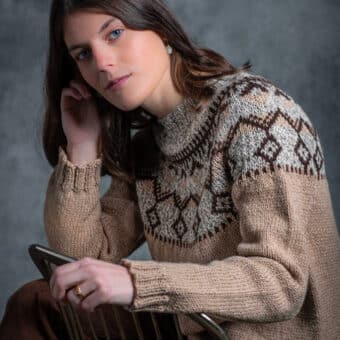 Knitting Kit: The kit for making Karen a beautiful top-down knit with circular knitting needles women's wool and alpaca organic yarns