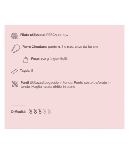 Audry il kit per realizzare il top estivo realizzato a maglia con soli 2 gomitoli di fettuccia Pesca di filati sesia e i ferri grossi