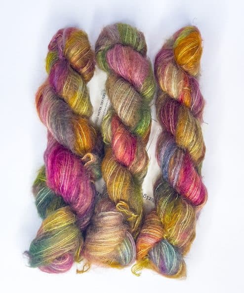 Malabrigo mohair wool and silk yarns Hand-dyed yarns in shaded colors ideal for crocheted shawls soft, warm knits