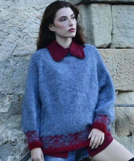 Kit Maglia Zefiro la maglia Top-Down con i ferri circolari in mohair e seta Eiffel di Manifattura sesia