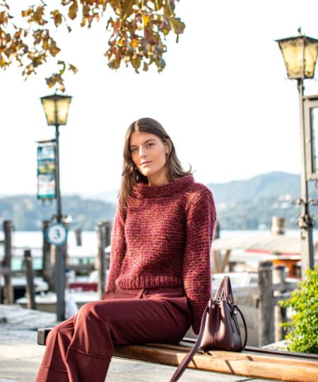 Pattern gratuito Modello Maglia con i ferri grossi in mohair e seta Eiffel sesiafilati