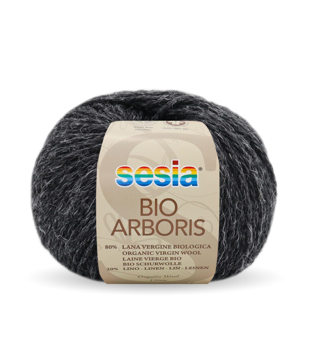 bio arboris sesiafilati Bellissimo filato organico, una miscela di lana e lino che donano un effetto rustico al filato.