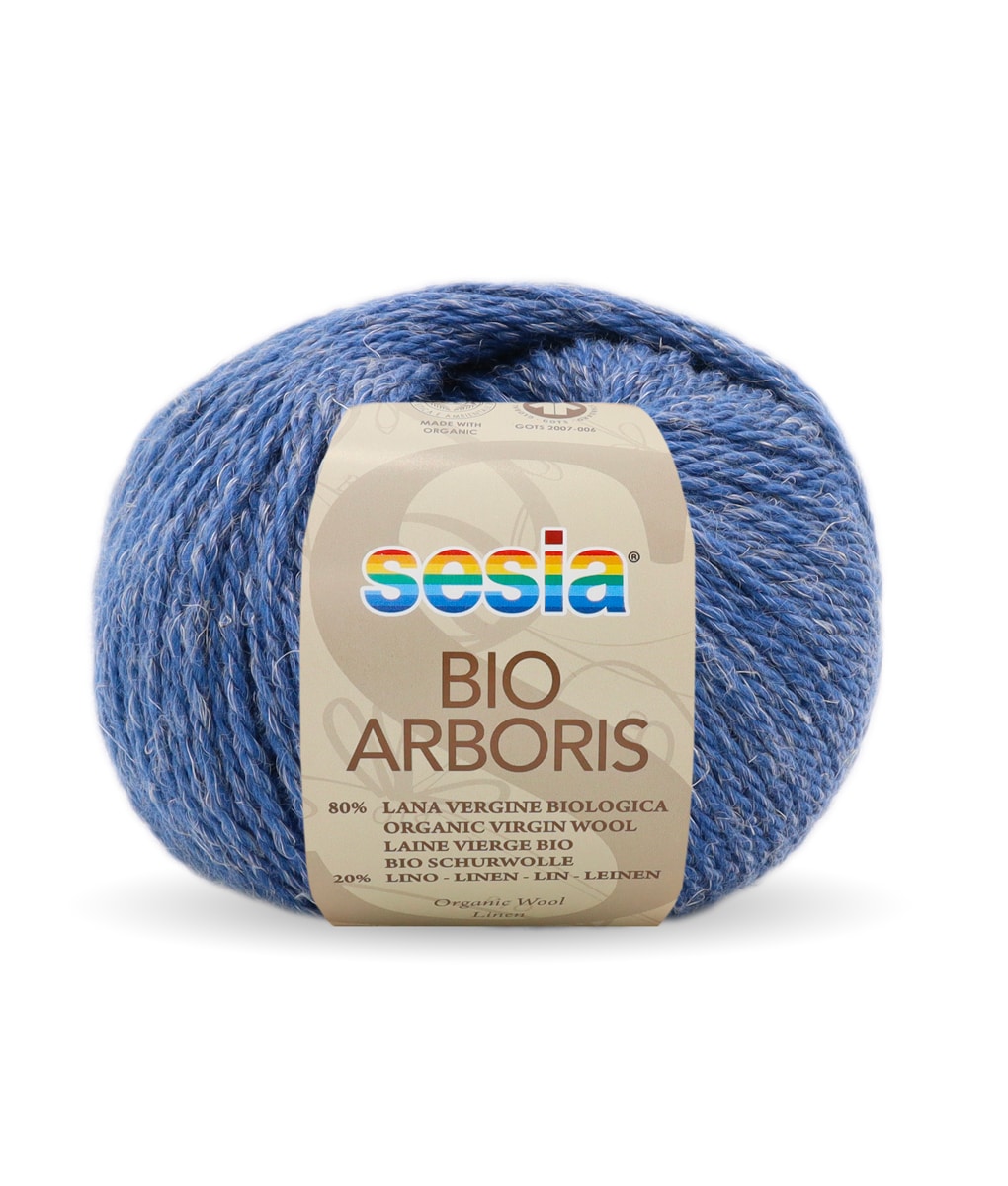 bio arboris sesiafilati Bellissimo filato organico, una miscela di lana e lino che donano un effetto rustico al filato.