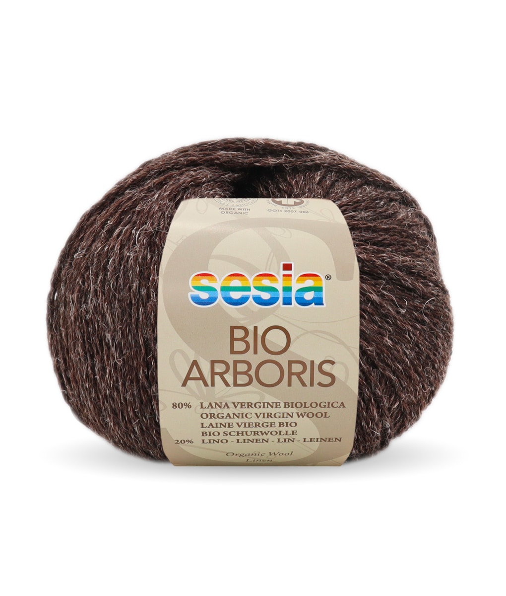 bio arboris sesiafilati Bellissimo filato organico, una miscela di lana e lino che donano un effetto rustico al filato.